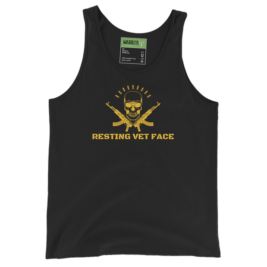Warrior AF: Resting Vet Face Unisex Tank Top (Gold Edition)