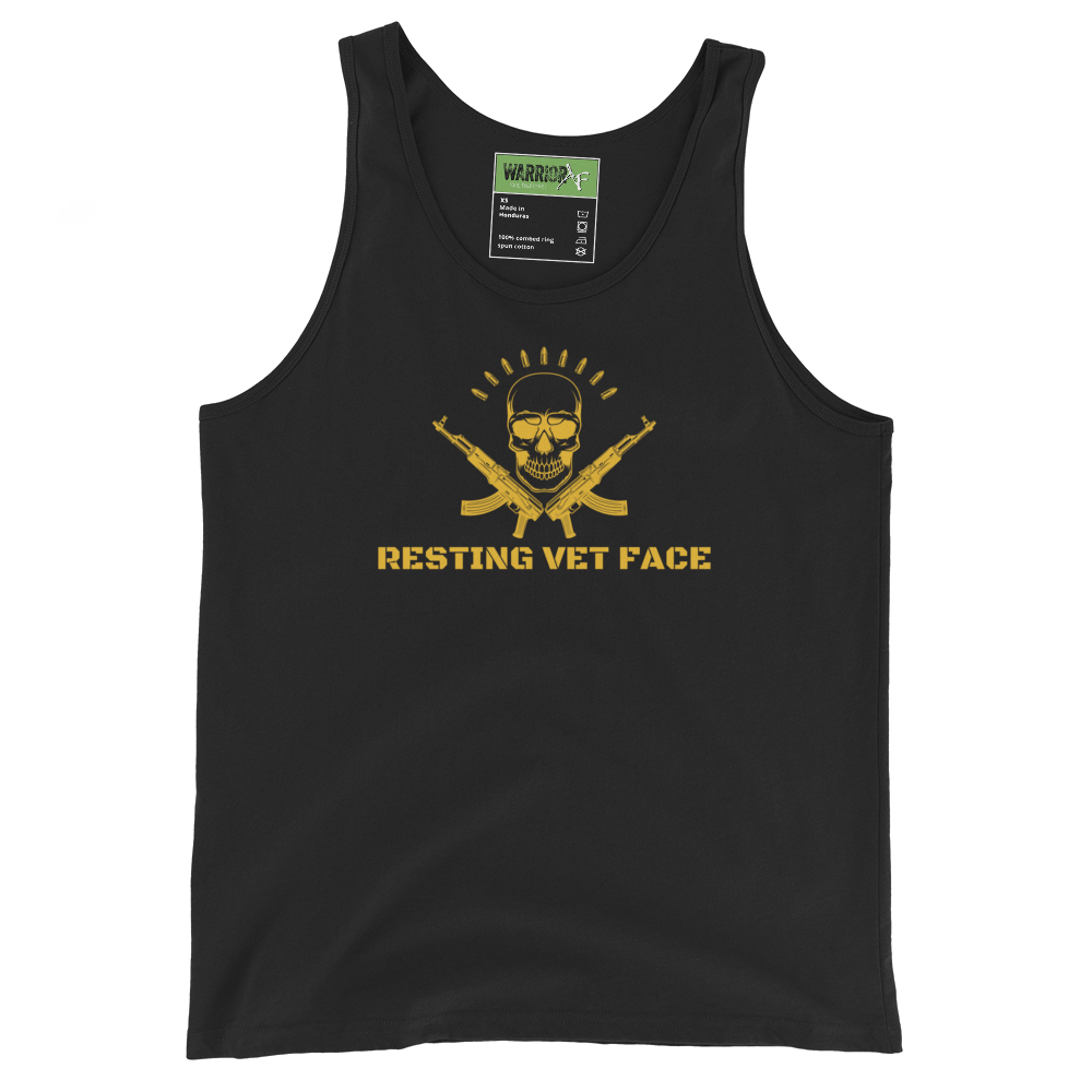 Warrior AF: Resting Vet Face Unisex Tank Top (Gold Edition)