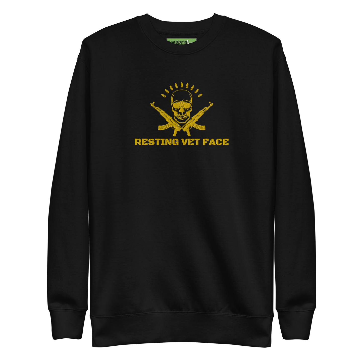 Warrior AF: Resting Vet Face Unisex Premium Sweatshirt (Gold Edition)