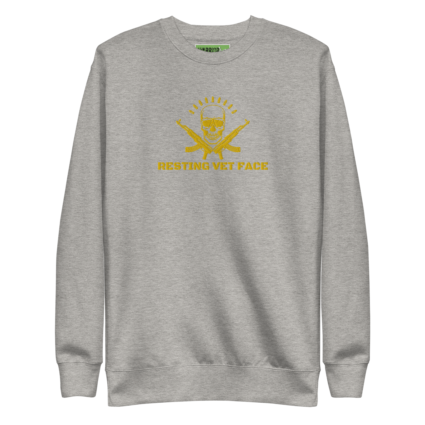 Warrior AF: Resting Vet Face Unisex Premium Sweatshirt (Gold Edition)