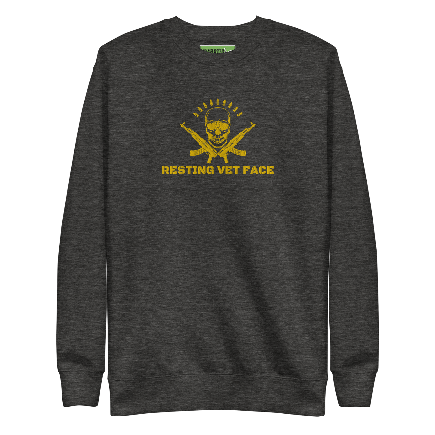 Warrior AF: Resting Vet Face Unisex Premium Sweatshirt (Gold Edition)