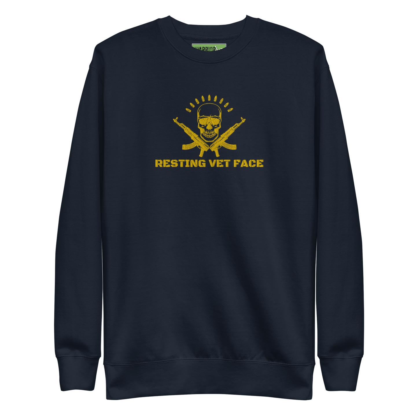 Warrior AF: Resting Vet Face Unisex Premium Sweatshirt (Gold Edition)