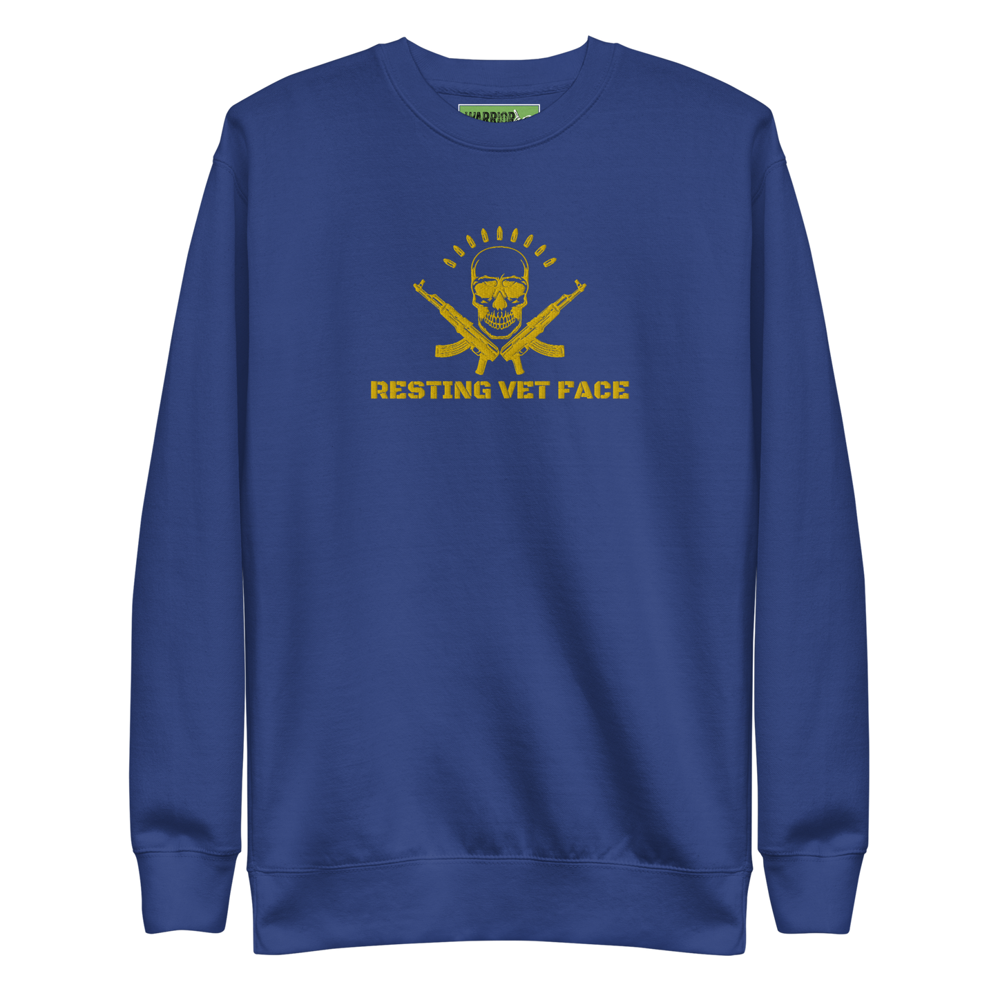 Warrior AF: Resting Vet Face Unisex Premium Sweatshirt (Gold Edition)